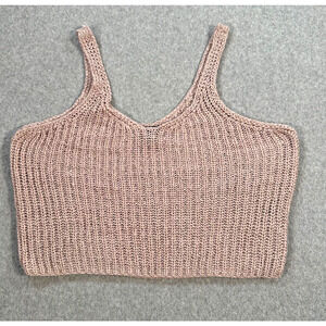 Moon & Madison Crochet Sweater Tank Top Size Large V-Neck Boho Brown Knit